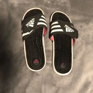Black striped Adidas Slides!